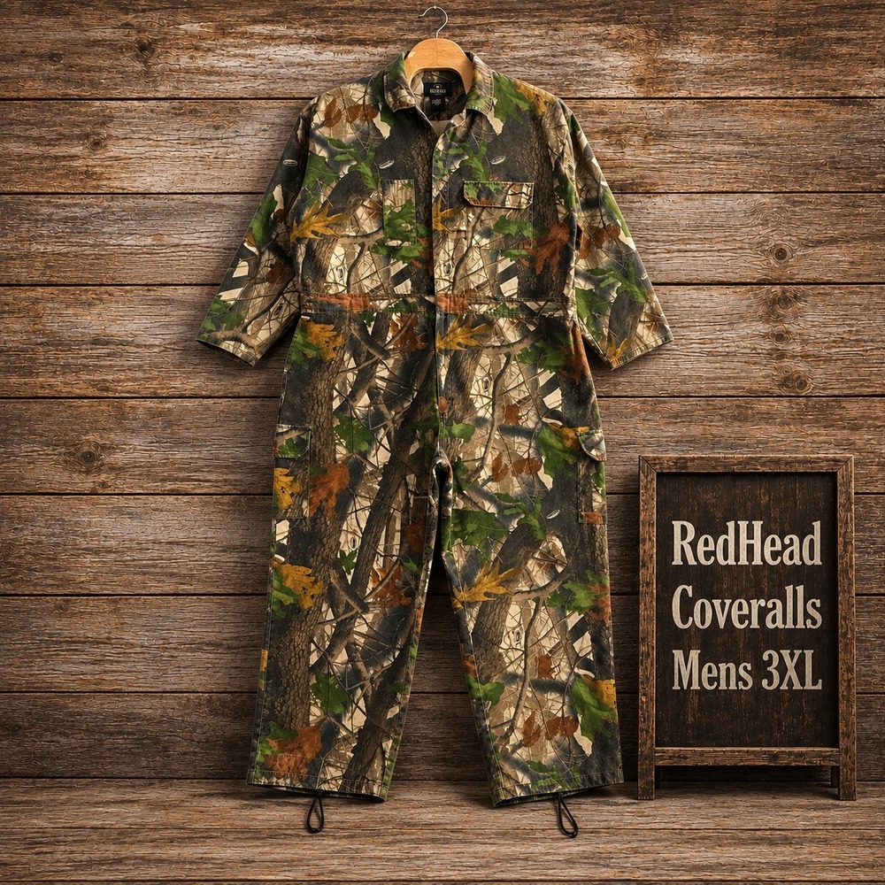 RedHead Camo Coveralls Mens 3XL Forest Leaf Camouflage Hunting Workwear Utility